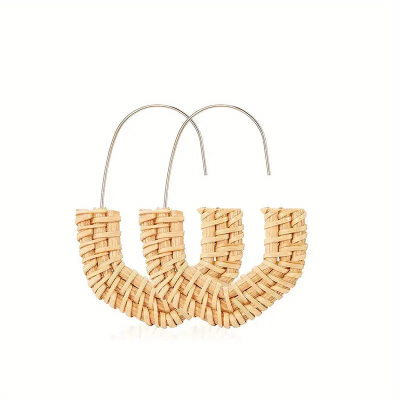 Wicker Hoop Drop Earring