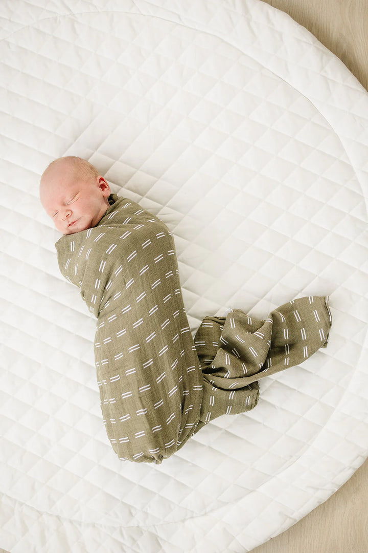 Olive Strokes Swaddle Blanket