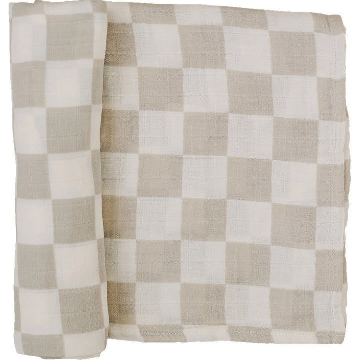 Taupe Checkered Muslin Swaddle
