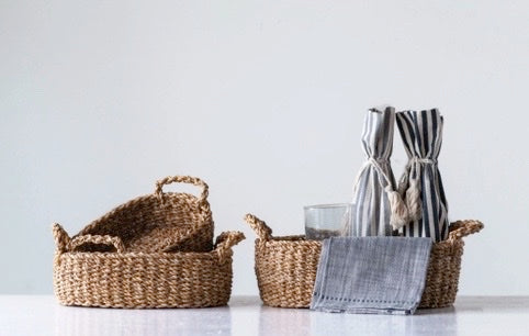 Hand-Woven Baskets with Handles