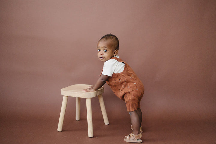 Rust Embellished Short Knit Romper