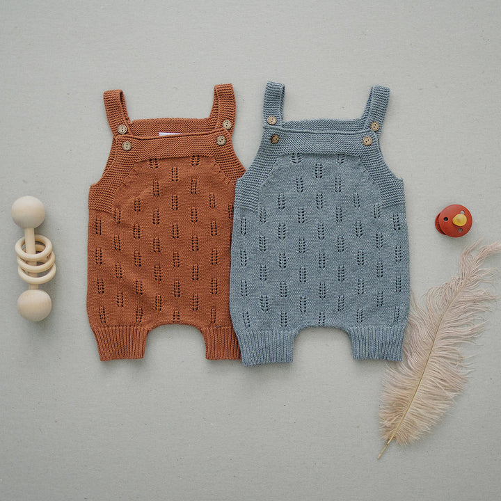 Rust Embellished Short Knit Romper
