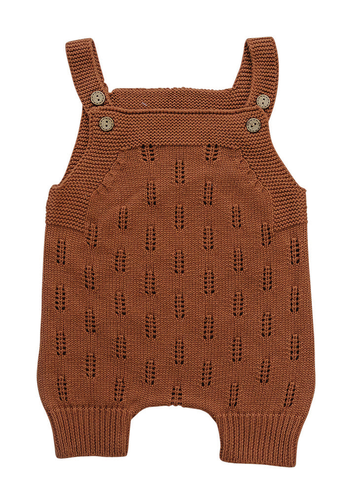 Rust Embellished Short Knit Romper