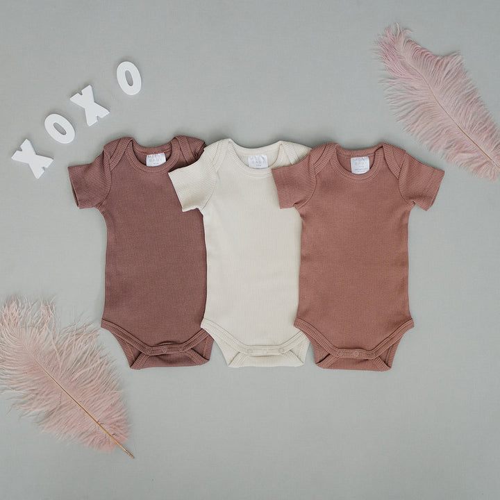 Dusty Rose Organic Cotton Short Sleeve Ribbed Bodysuit