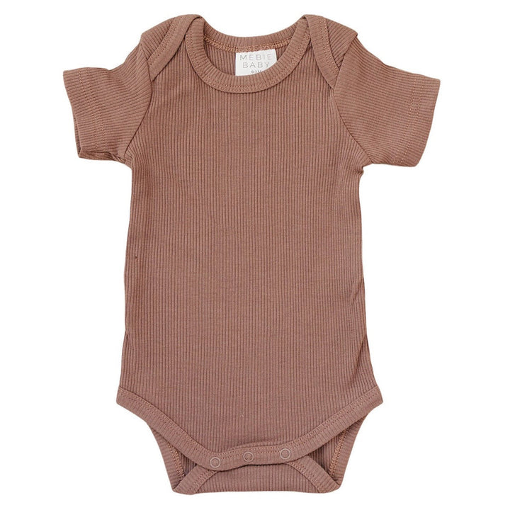 Dusty Rose Organic Cotton Short Sleeve Ribbed Bodysuit