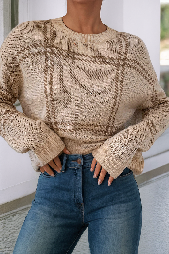 Plaid Pattern Knitted Sweater