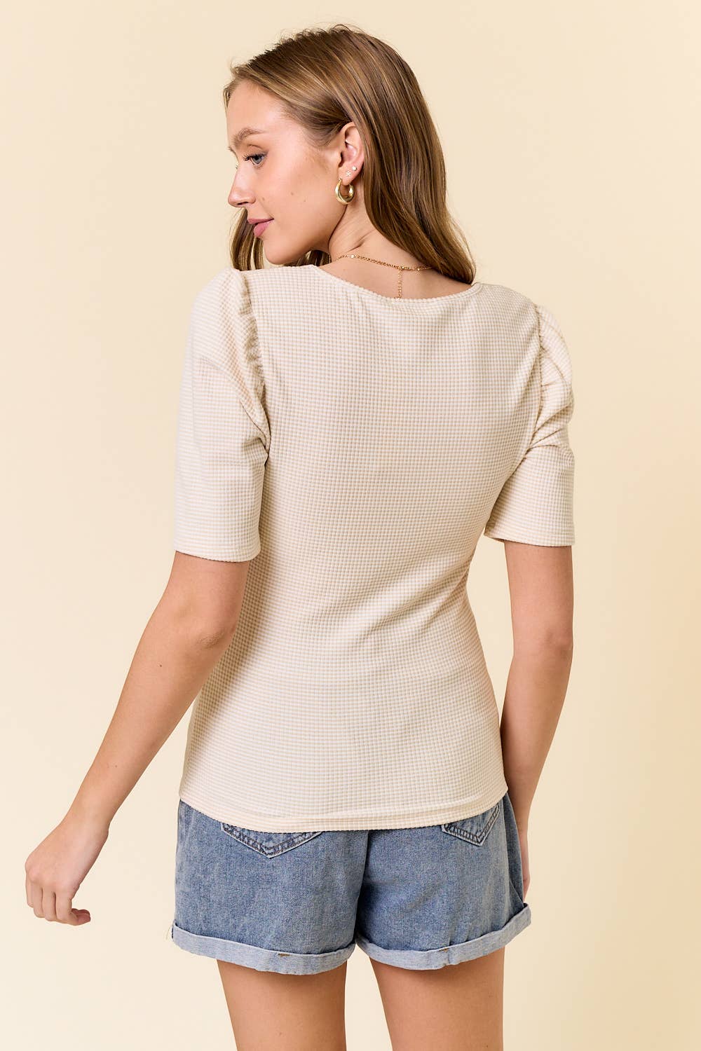 Ribbed Puff Sleeve Top
