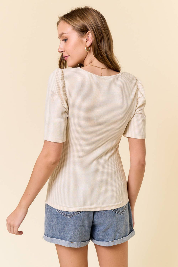 Ribbed Puff Sleeve Top