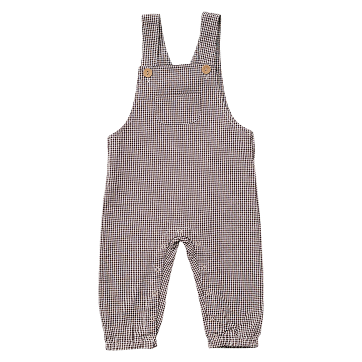 Brown Plaid Overalls