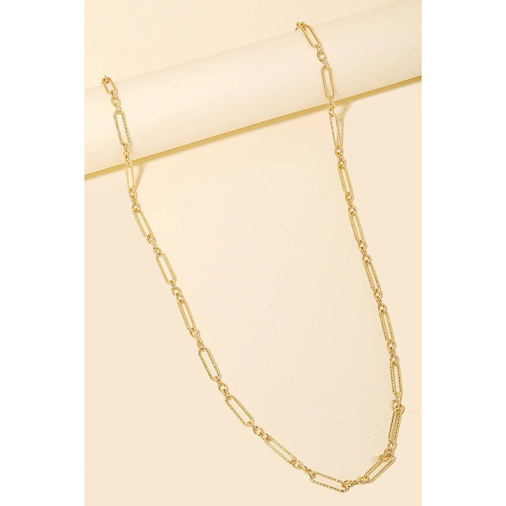 Textured Clip Chain Link Long Necklace