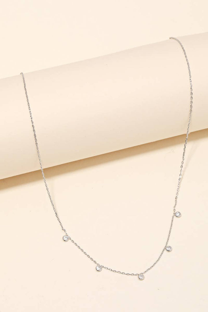 Dainty Chain Rhinestone Station Necklace