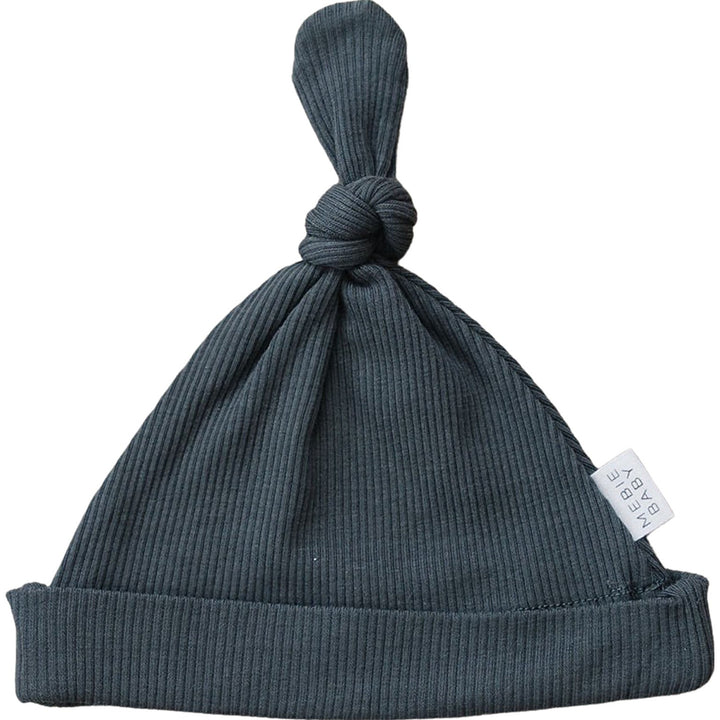 Charcoal Organic Ribbed Newborn Knot Hat