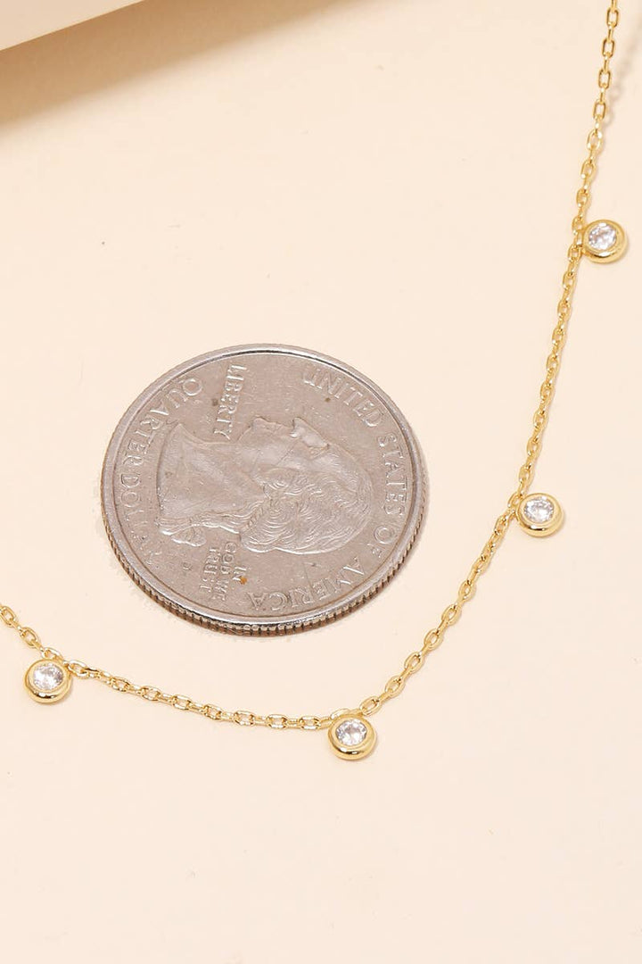 Dainty Chain Rhinestone Station Necklace