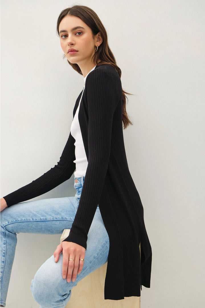 Long Ribbed Duster Cardigan