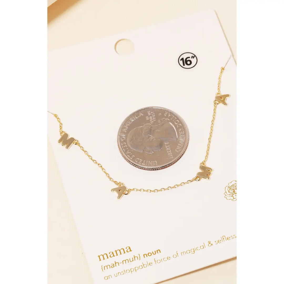 Dainty Mama Print Charm Necklace