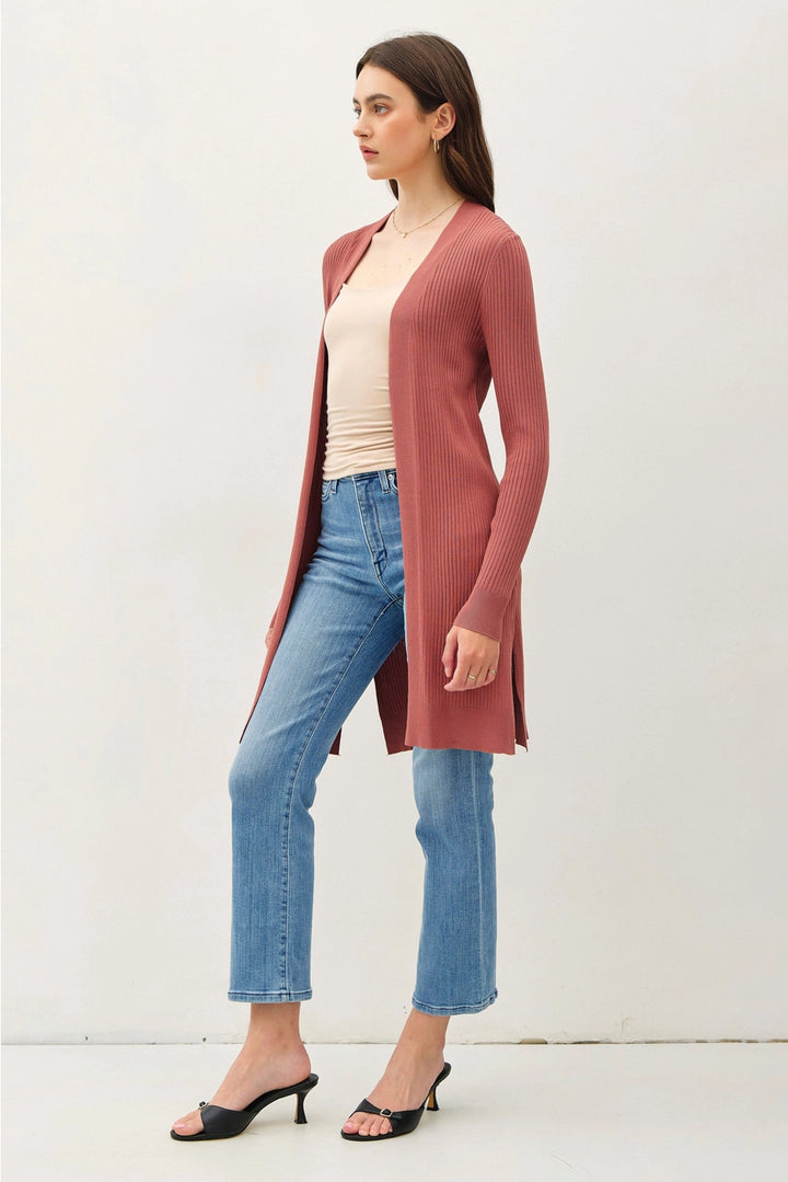 Long Ribbed Duster Cardigan