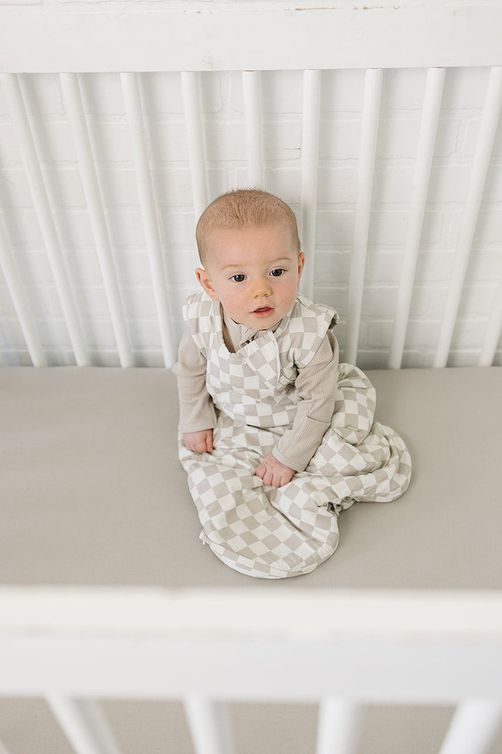 Taupe Checkered Bamboo Sleep Sack