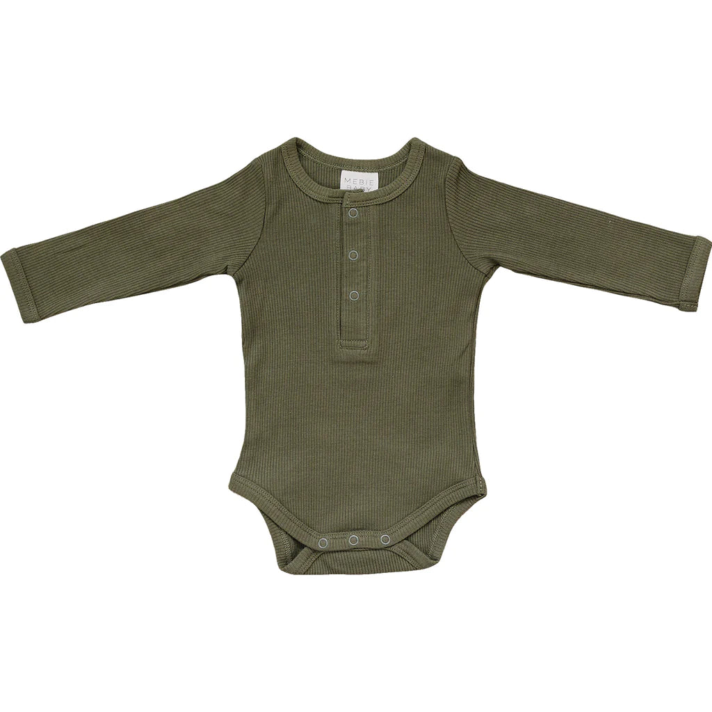 Winter Green Ribbed Long Sleeve Bodysuit