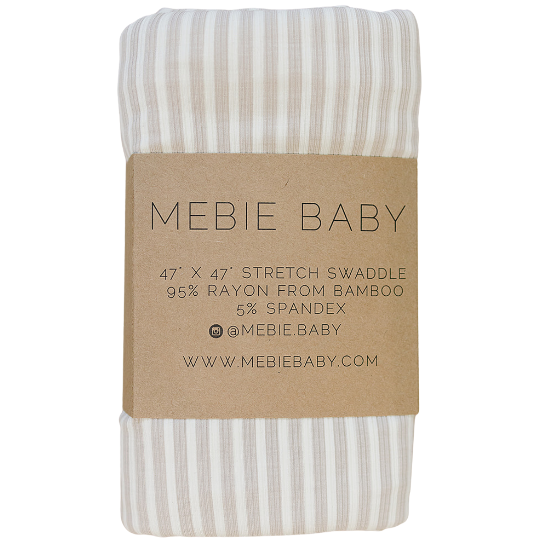 Taupe Stripe Ribbed Bamboo Stretch Swaddle