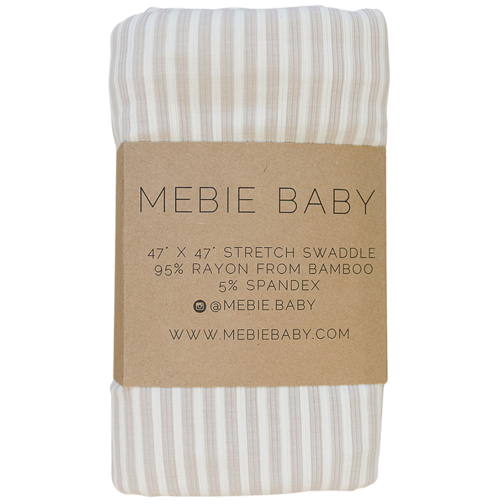 Taupe Stripe Ribbed Bamboo Stretch Swaddle