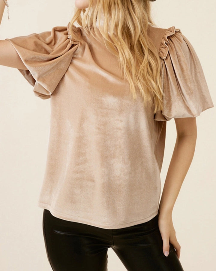 Velvet Frilled Blouse