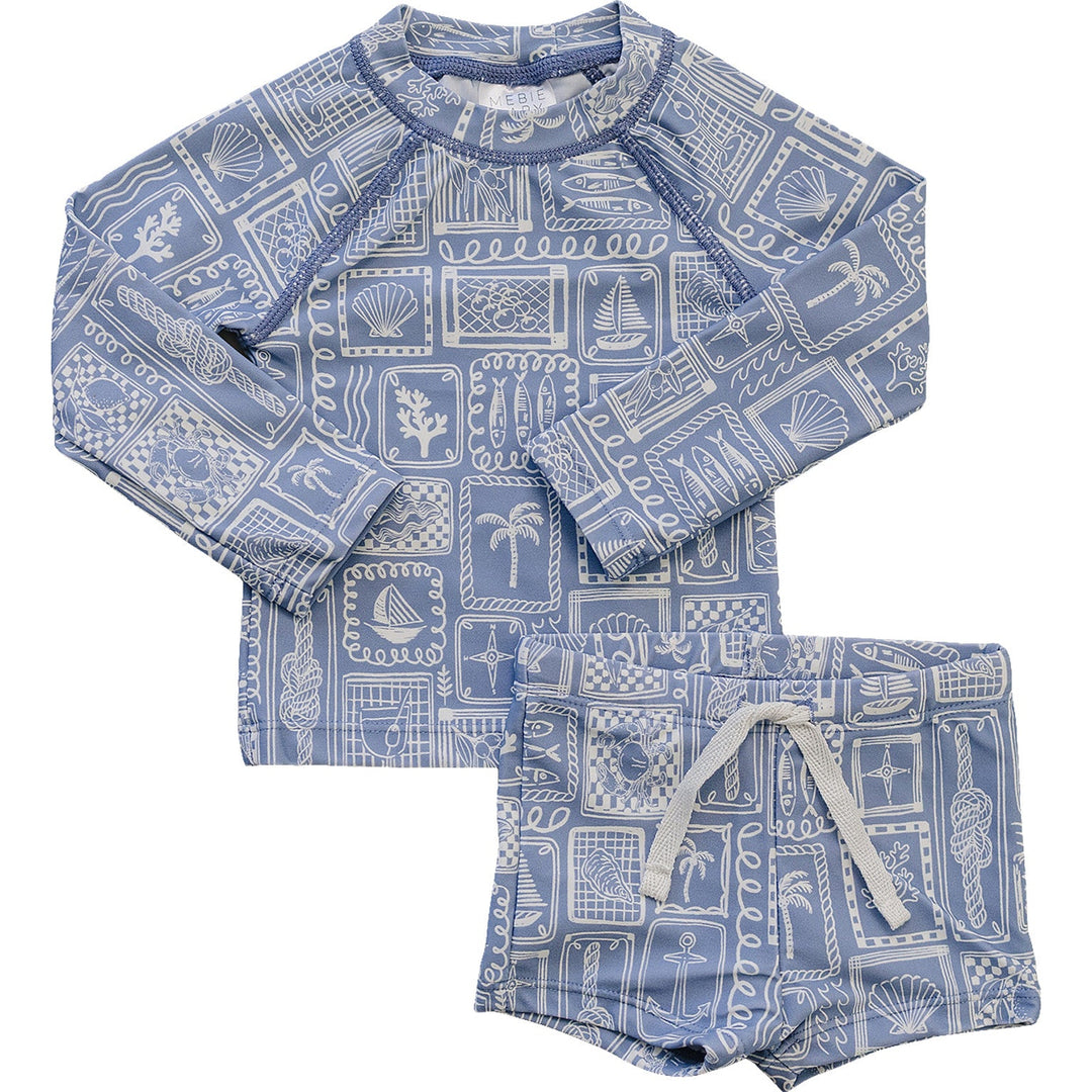 Blue Beach Long Sleeve Swim Set