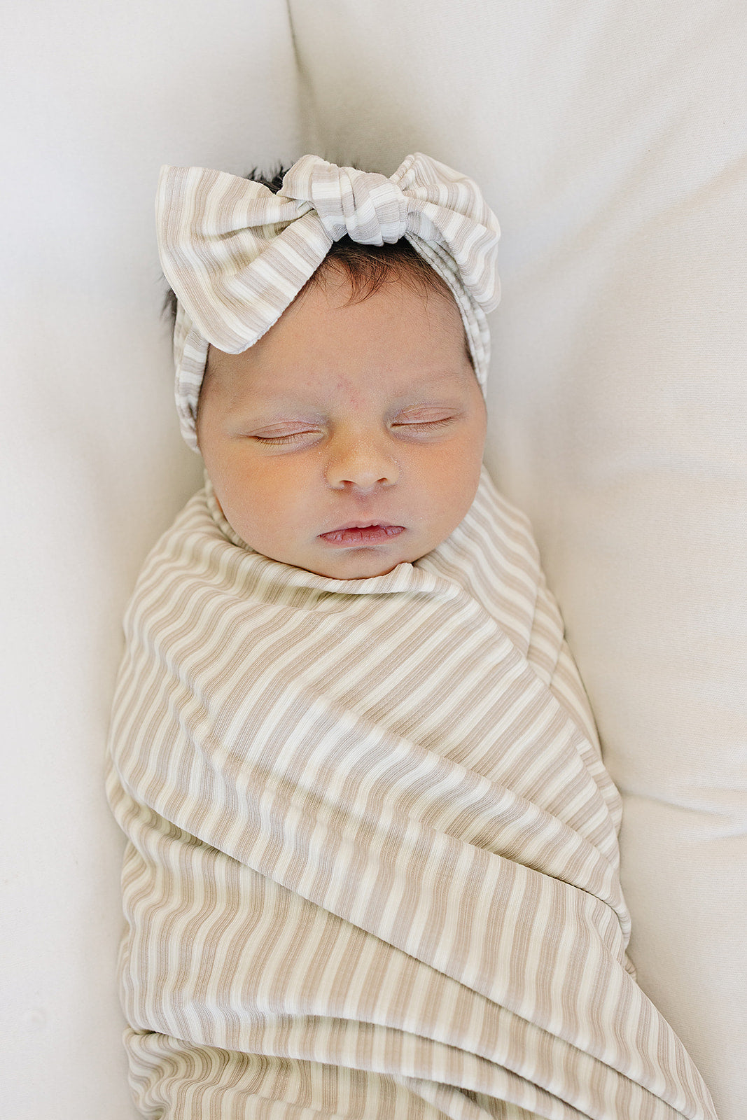Taupe Stripe Ribbed Bamboo Stretch Swaddle