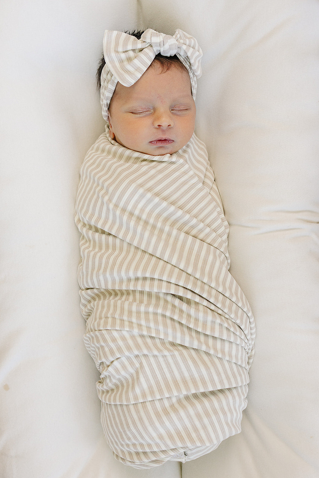 Taupe Stripe Ribbed Bamboo Stretch Swaddle