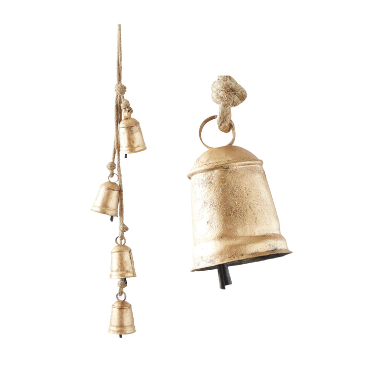 Bohemian Gold Metal Decorative Cow Bells