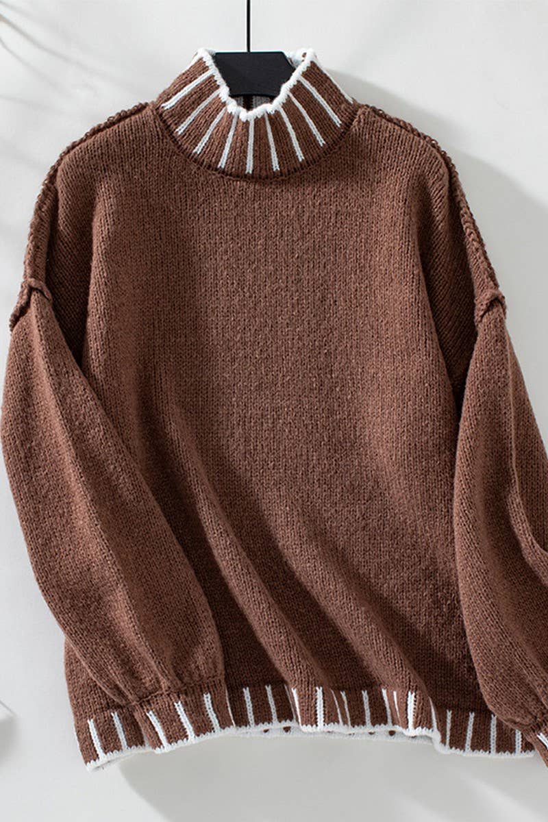 Turtleneck Oversized Knit Cardigan