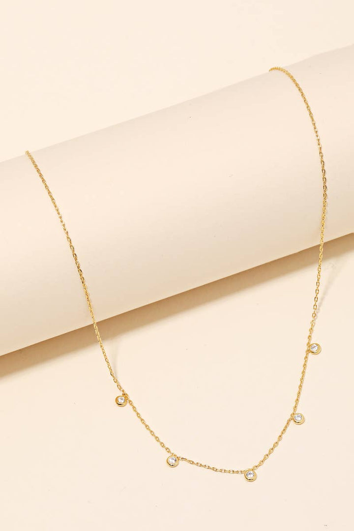 Dainty Chain Rhinestone Station Necklace