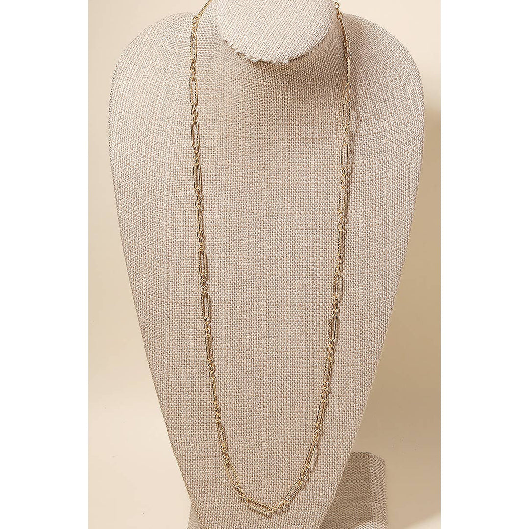 Textured Clip Chain Link Long Necklace