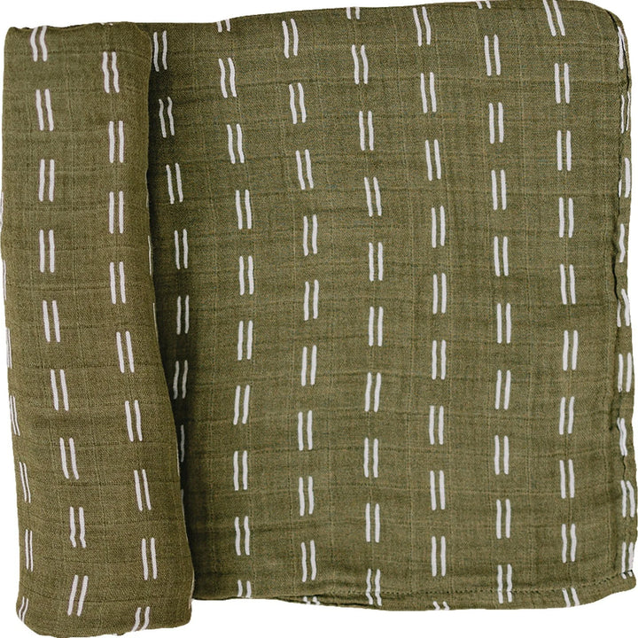 Olive Strokes Swaddle Blanket