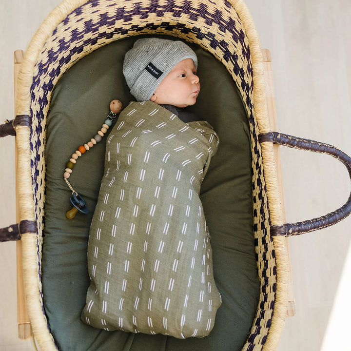 Olive Strokes Swaddle Blanket